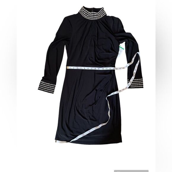 Eliza J Bead Detail Long Sleeve Sheath Dress In Black size 10 NWOT - Picture 10 of 13